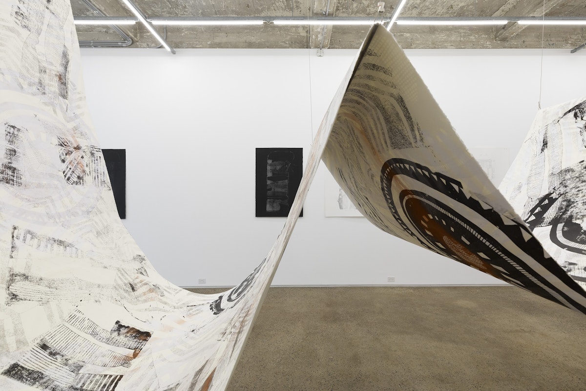 Installation view of Lisa Waup, muddy edges, presented at Gertrude Glasshouse, 2024. Image: Christian Capurro