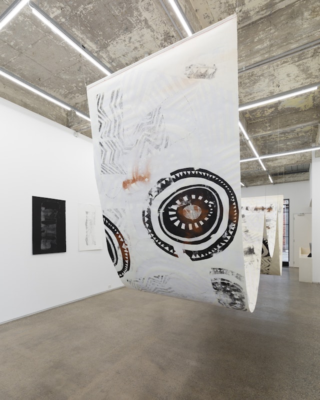 Installation view of Lisa Waup, muddy edges, presented at Gertrude Glasshouse, 2024. Image: Christian Capurro