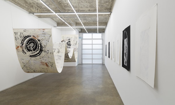 Installation view of Lisa Waup, muddy edges, presented at Gertrude Glasshouse, 2024. Image: Christian Capurro
