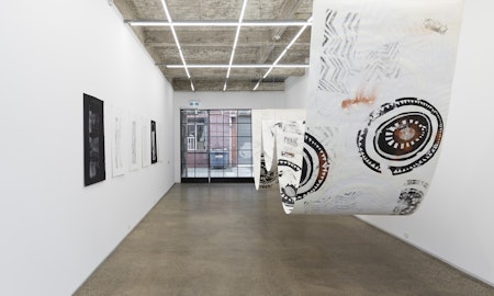 Installation view of Lisa Waup, muddy edges, presented at Gertrude Glasshouse, 2024. Image: Christian Capurro