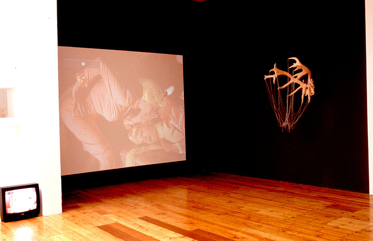 Installation view, Octopus 4: More Real Than Life, curated by Alexie Glass, featuring works by Del Kathryn Barton, Cherry Hood, James Lynch, Monika Tichacek and Charlie White, presented at 200 Gertrude Street, 2003. Image courtesy of the Gertrude Archive.