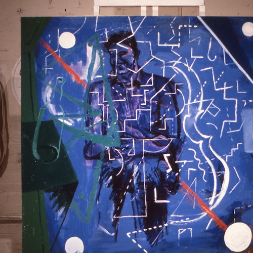 Bion Balding, Blue Figure, 1986. In studio view, 200 Gertrude Street, 1986. Copyright the artist. Courtesy of the Gertrude Archive.