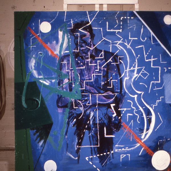 Bion Balding, Blue Figure, 1986. In studio view, 200 Gertrude Street, 1986. Copyright the artist. Courtesy of the Gertrude Archive.