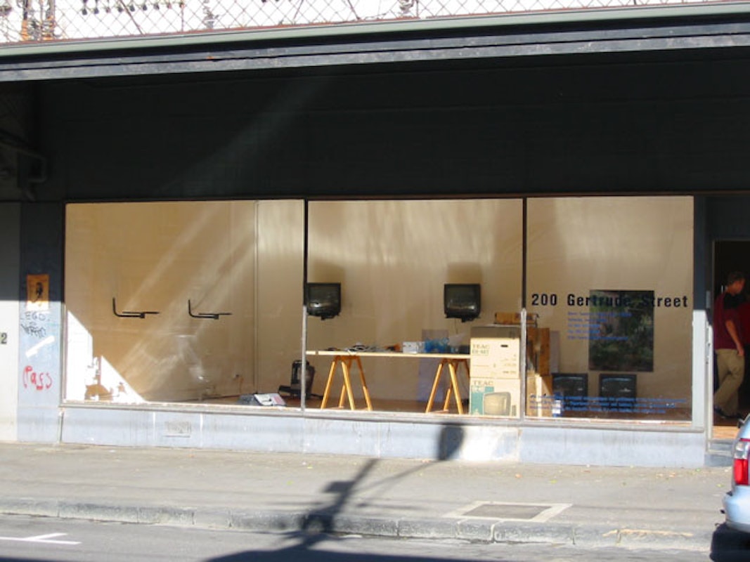 Exterior view, Octopus 3: Still time, presented at 200 Gertrude Street, 2002. Image courtesy of the Gertrude Archive.