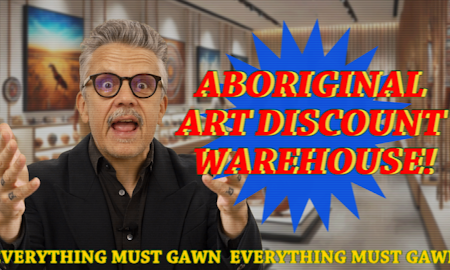 Steven Rhall, ABORIGINAL ART DISCOUNT GLASSHOUSE, presented at Gertrude Glasshouse, 2024. Image courtesy and copyright the artist.