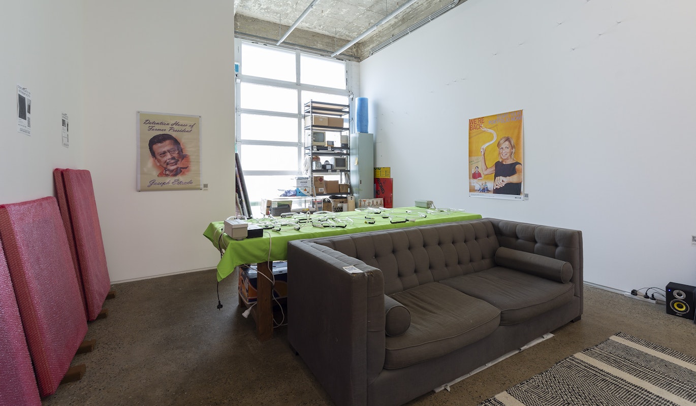 Steven Rhall, ABORIGINAL ART DISCOUNT GLASSHOUSE, installation view, Gertrude Glasshouse, Naarm Melbourne, 2024. Photograph: Christian Capurro