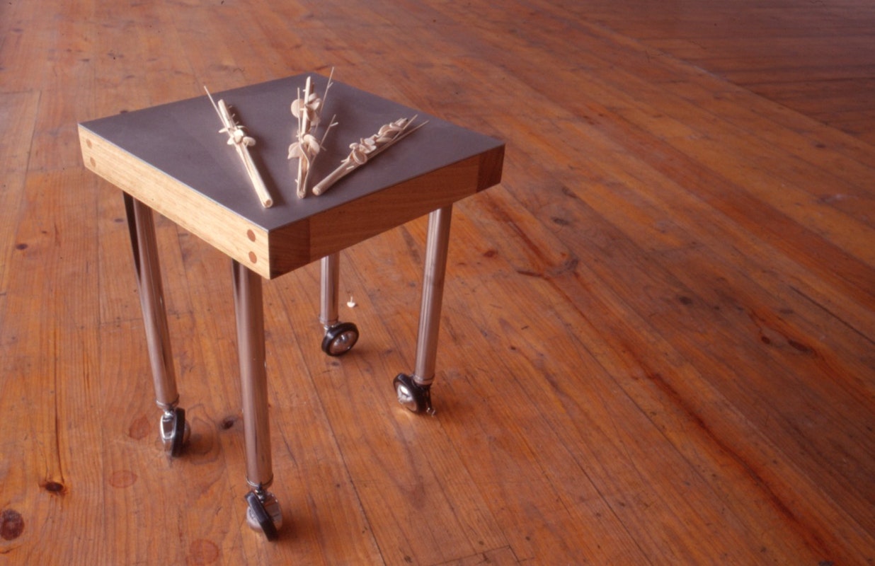 Installation view of Institutional Transit Lobby (Part 2), featuring work by Simone LeAmon, presented at 200 Gertrude Street, 1998. Image courtesy of the Gertrude Archive.