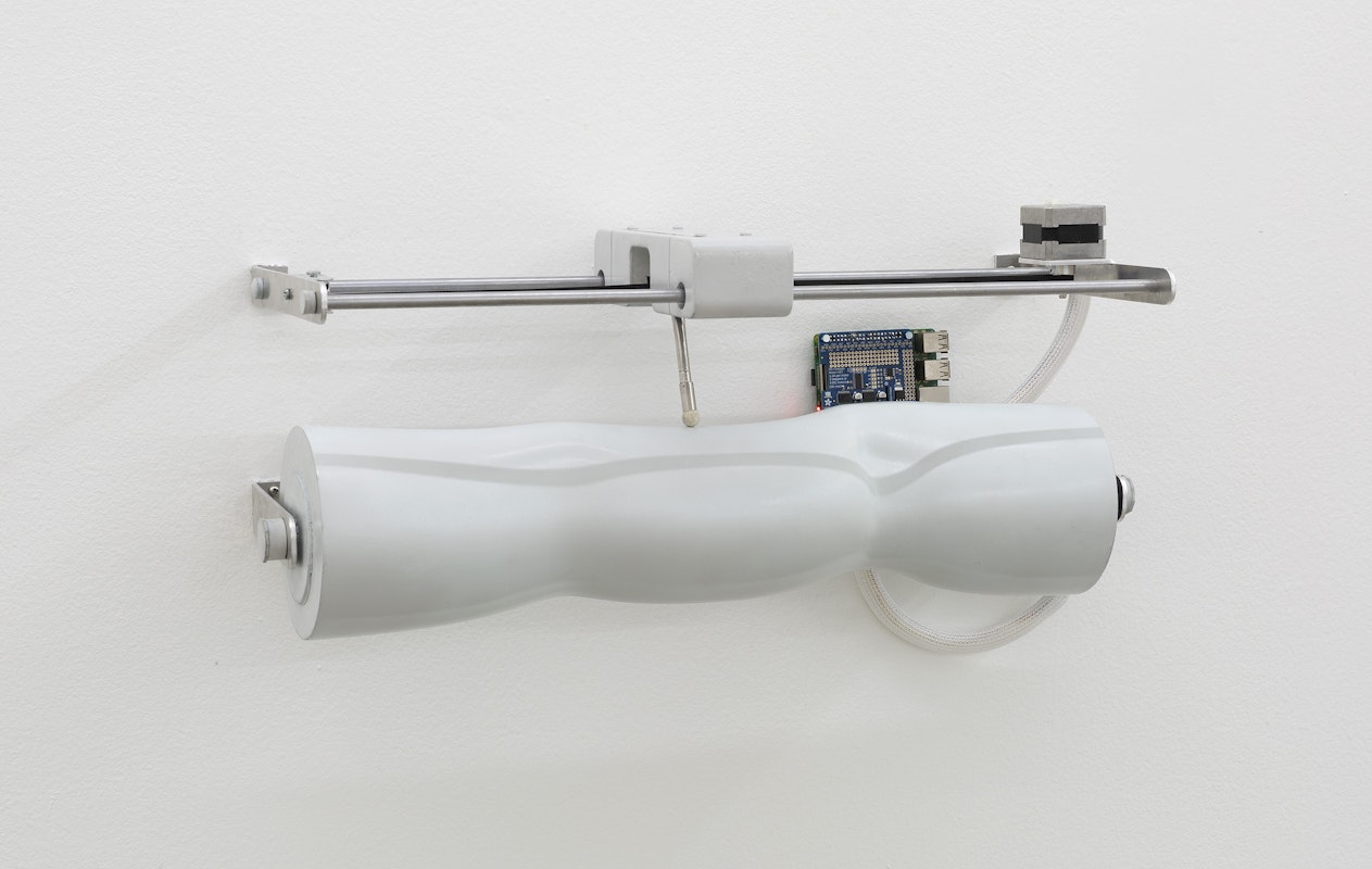 Jordan Halsall, Internal Drive (Gnomad), photopolymer, aluminium, steel, synthetic polymer, enamel, electronics, 2024, Gertrude Studios 2024, Gertrude Contemporary, 2024. Courtesy and copyright the artist. Photo: Christian Capurro