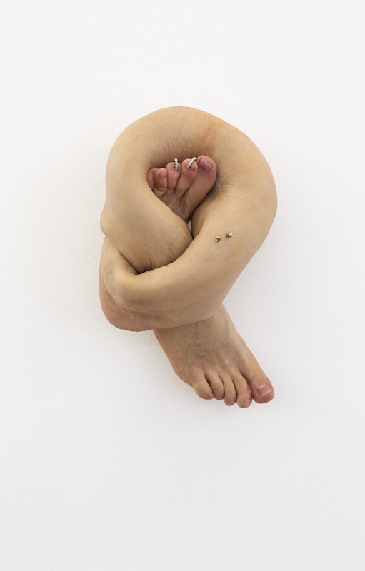 Nathan Beard, Heirloom, 2022–2024, Noi's earrings, silicone, paint, foam, installation view, Gertrude Studios, Gertrude Contemporary, Naarm Melbourne, 2024, image courtesy and © the artist, FUTURES, Naarm Melbourne and sweet pea, Boorloo Perth, photograph: Christian Capurro.