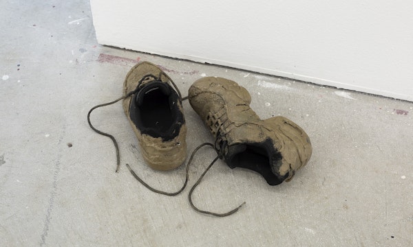 Rebecca Jensen, i just get so mud sometimes (performance residue), Rebecca Jensen with performers Anika De Ruyter and Texas Nixon-Kain, Gertrude Studios 2024, Gertrude Contemporary, 2024. Courtesy and copyright the artist. Photo: Christian Capurro