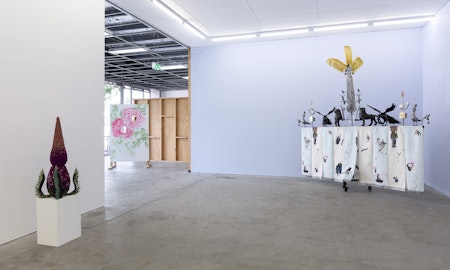 Installation view, Gertrude Studios 2024, featuring works by Nathan Beard, Grace Culley and Elyas Alavi, Gertrude Contemporary, 2024. Photo: Christian Capurro