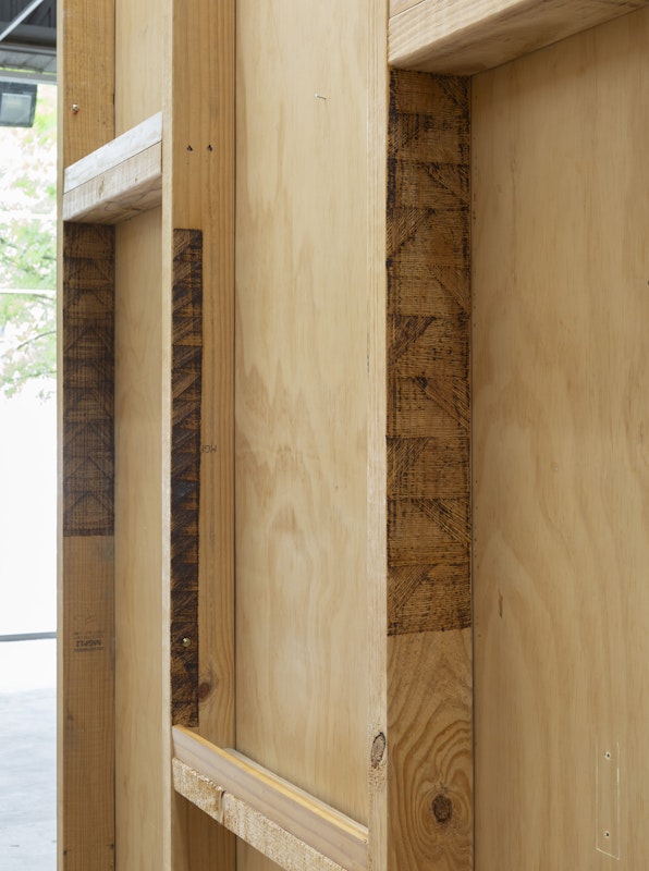 Moorina Bonini, yenmatj (to burn), 2024, pyrography, installation view, Gertrude Studios, Gertrude Contemporary, Naarm Melbourne, 2024, image courtesy and © the artist, photograph: Christian Capurro.