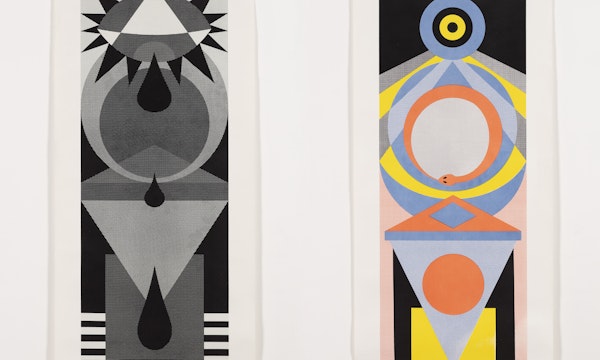 Mikala Dwyer, Tear Flat Drop and Snakeloop Flat Drop, 2023 Gertrude Edition, water based pigments hand screen printed on 12-ounce cotton canvas.