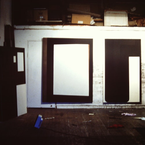 Studio view of Brent Harris' studio (Studio 13), 1988, 200 Gertrude Street. Courtesy and copyright of the artist and Gertrude. Image courtesy of the Gertrude Archive.