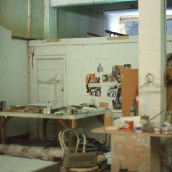 Studio view, Elizabeth Bodey (Studio 2), 200 Gertrude Street, circa 1989. Courtesy of the Gertrude Archive.