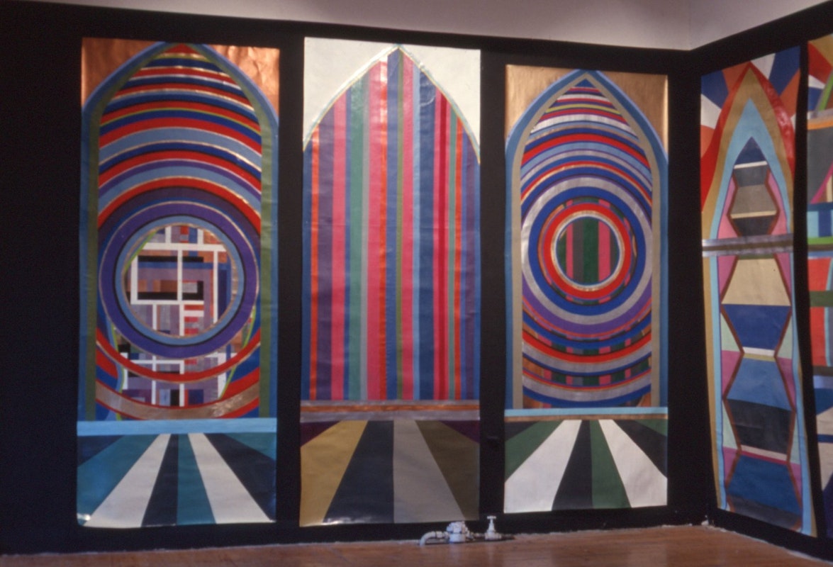 Installation view, Constanze Zikos, Chrome Vetrinas, 200 Gertrude Street, Naarm Melbourne, 1989, courtesy and © the artist. Documentation digitised from slide (2024), courtesy of the Gertrude Archive.