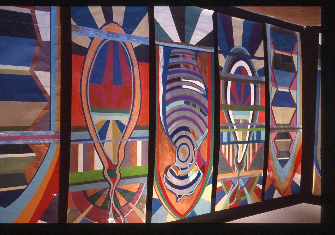 Installation view, Constanze Zikos, Chrome Vetrinas, 200 Gertrude Street, Naarm Melbourne, 1989, courtesy and © the artist. Documentation digitised from slide (2024), courtesy of the Gertrude Archive.