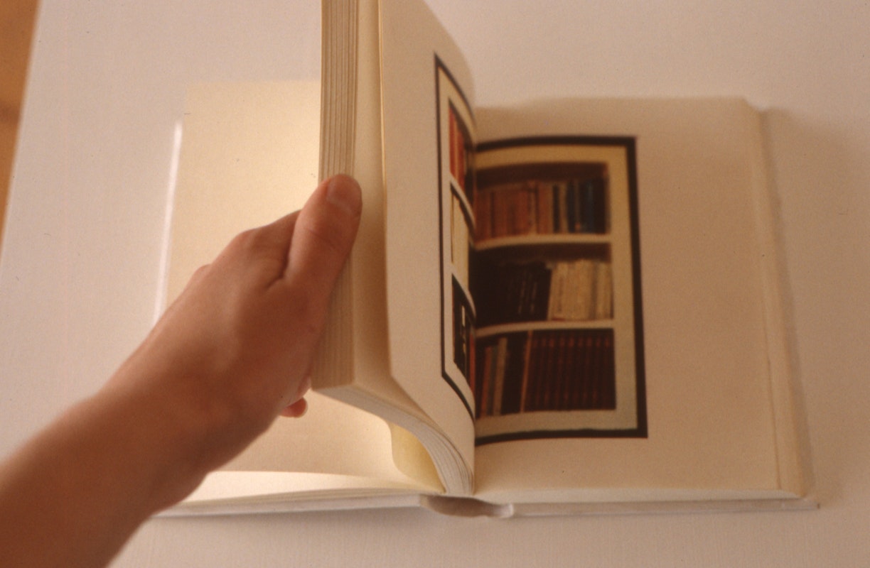 Installation view, Gail Hastings, This Performance/A Passing Thought, 200 Gertrude Street, Naarm Melbourne, 1989, © and courtesy the artist. Documentation digitised from slide (2024), courtesy of the Gertrude Archive.