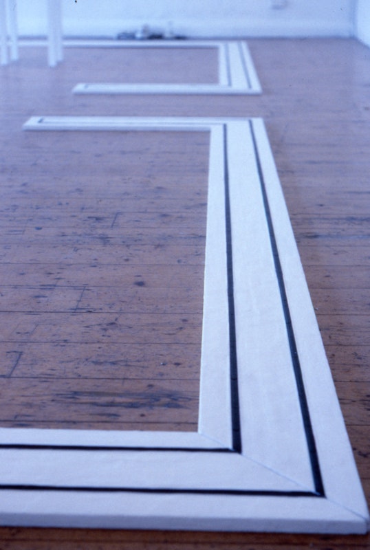 Installation view, Gail Hastings, This Performance/A Passing Thought, 200 Gertrude Street, Naarm Melbourne, 1989, © and courtesy the artist. Documentation digitised from slide (2024), courtesy of the Gertrude Archive.