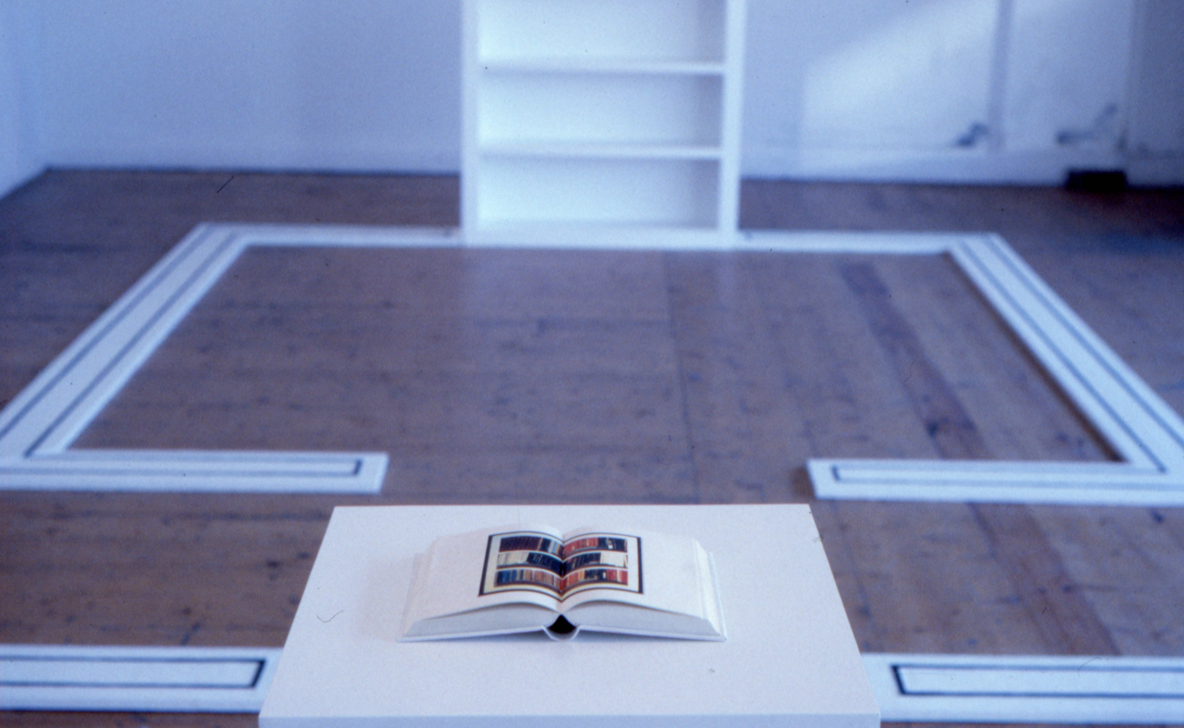 Installation view, Gail Hastings, This Performance/A Passing Thought, 200 Gertrude Street, Naarm Melbourne, 1989, © and courtesy the artist. Documentation digitised from slide (2024), courtesy of the Gertrude Archive.