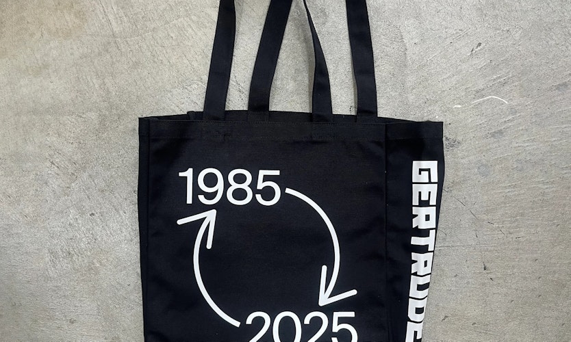Gertrude 40 Year Anniversary tote bag. Design: Narelle Brewer.