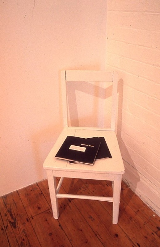 Mathew Jones, silence = death (1990), installation view, 200 Gertrude Street, Naarm Melbourne, 1991, digitised from slide in 2024. Copyright and courtesy of the artist and the Gertrude Archive.
