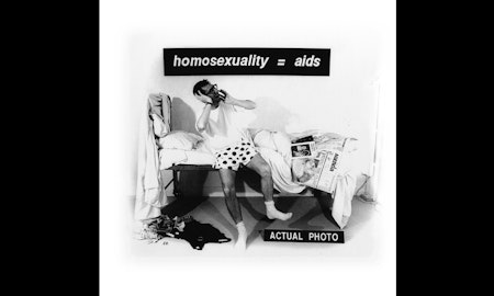 Exhibition publication, 'silence = death', 1991, 200 Gertrude Street. Artwork courtesy and © Mathew Jones, 1991. Republished by Gertrude Contemporary in 2025 with the permission of the artist.