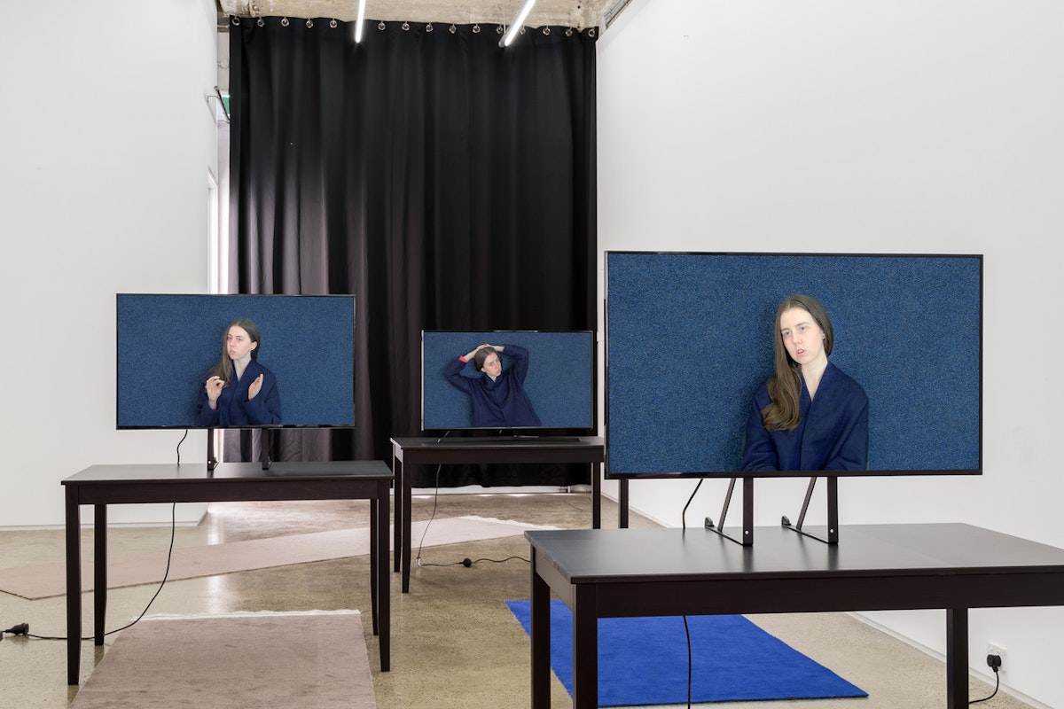 Adelle Mills, 'Posture carriages,' 2017, four channel video installation (still), sound and dimensions variable, Gertrude Glasshouse, Naarm Melbourne, 2017. Photo: Christo Crocker