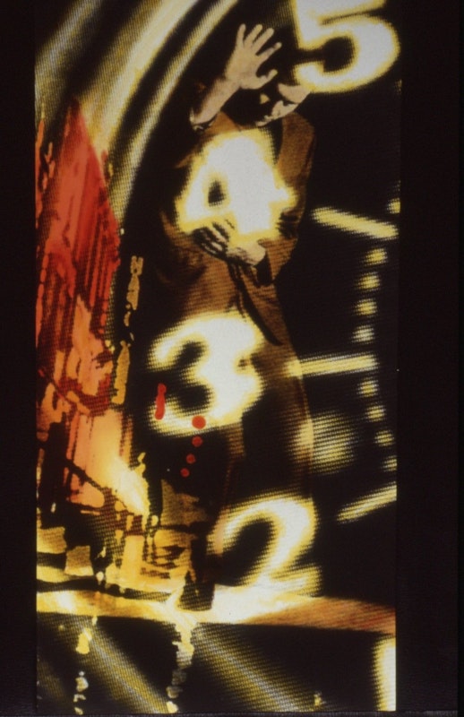 Robyn Stacey, Blaze, 1989, cibachrome print, 100x185cm, © and courtesy the artist. Documentation digitised from slide (2024), courtesy of the Gertrude Archive.
