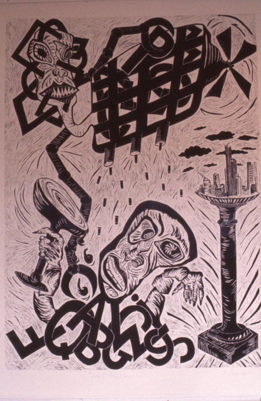 Angela Cavalieri, ...If You Can, 1986, lino cut print, 298x220cm. Photo: Courtesy of Gertrude Archives.
