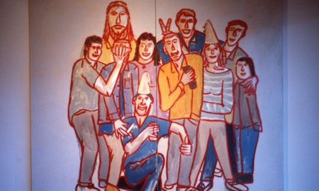 Jon Campbell, The Party, 1986, enamel and acrylic paint on cotton duck, 210 x 248cm. Photo courtesy of Gertrude Archives.