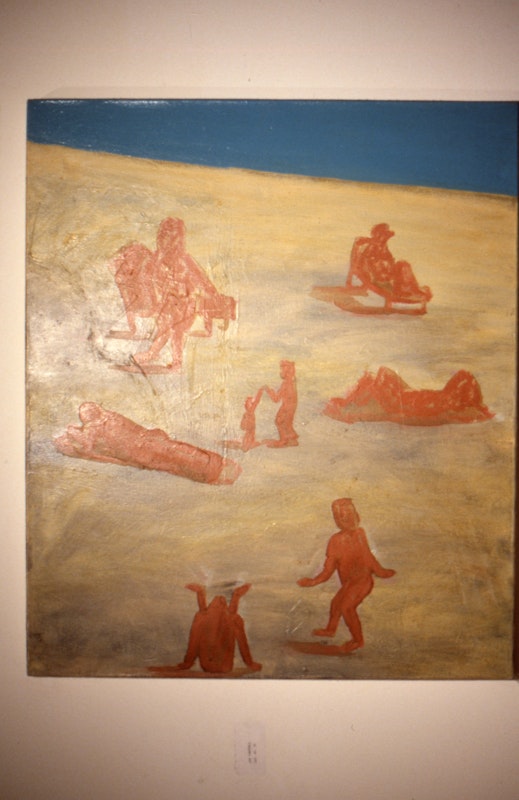 Jon Campbell, At the Beach, 1986, oil and enamel on cotton duck, 66x56cm. Photo courtesy of Gertrude Archive.