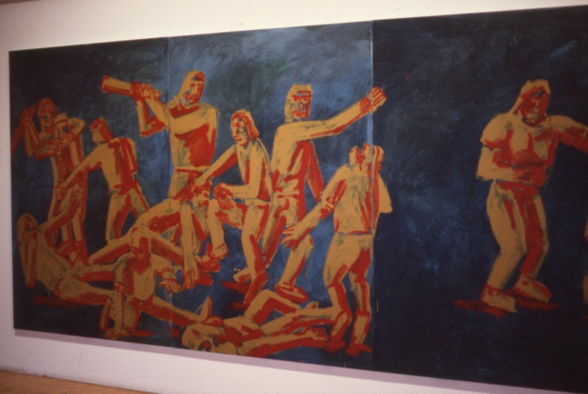 Jon Campbell, Rumble, 1986, 203x456cm. Photo courtesy of Gertrude Archives.