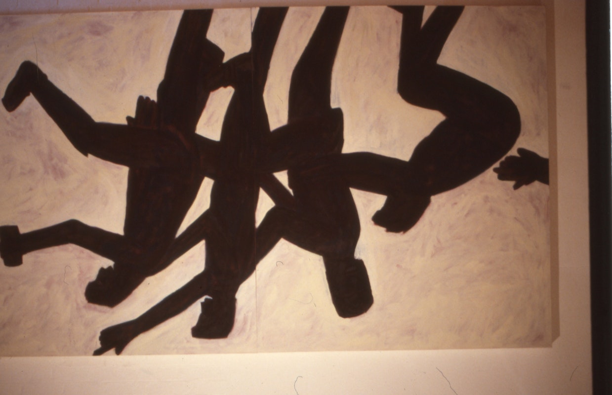 Jon Campbell, Suburban Stomp, 1986, oil and enamel on cotton duck, 195x340cm. Photo courtesy of Gertrude Archive.