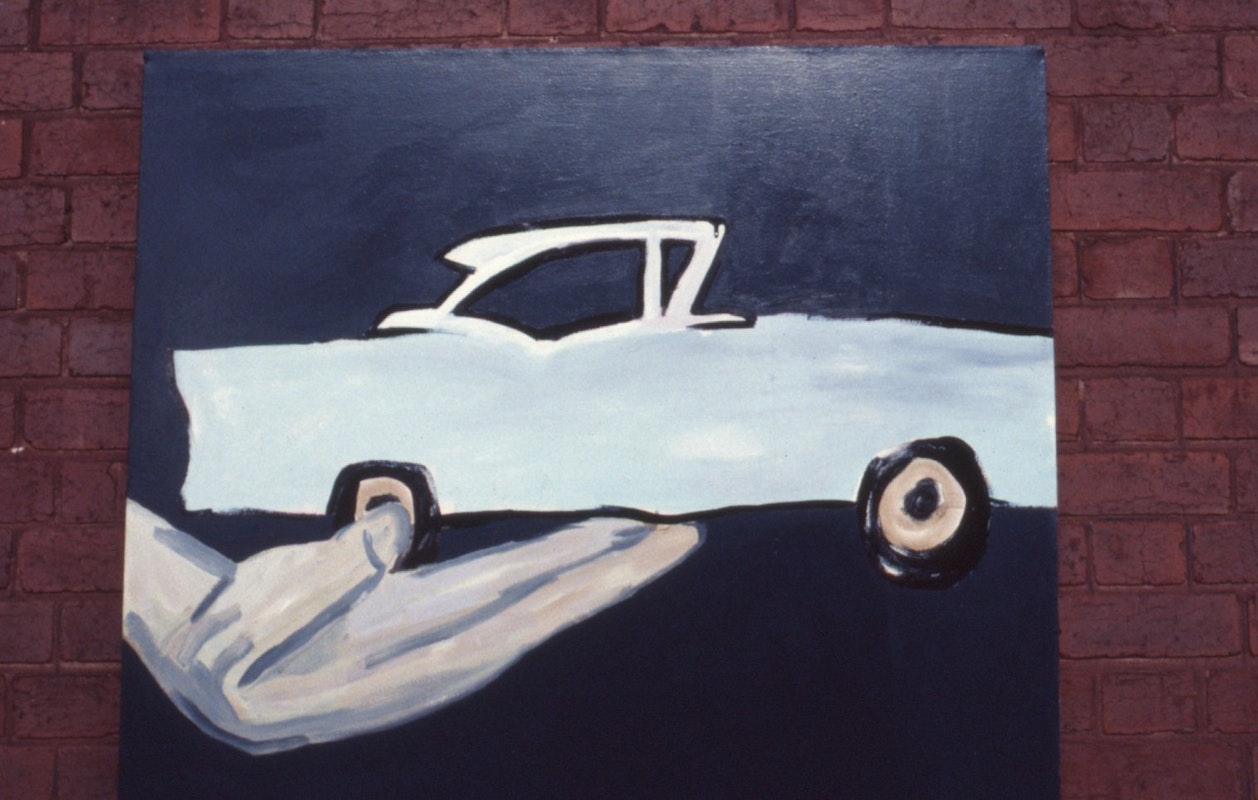 Jon Campbell, Car and Hand, 1985, oil & enamel on cotton duck, 76x107cm. Photo courtesy of Gertrude Archive.
