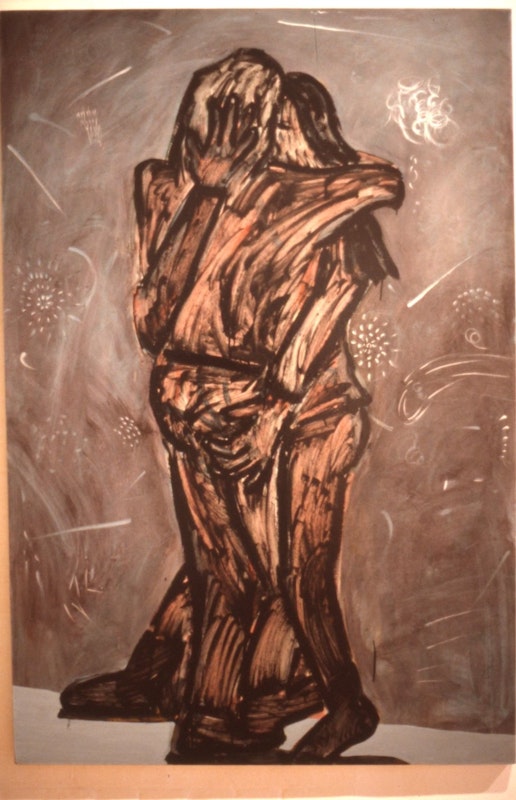 Jon Campbell, Fireworks, 1986, oil & enamel on cotton duck, 179x120cm. Photo courtesy of Gertrude Archive.