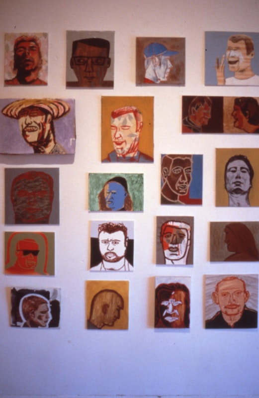 Jon Campbell, Heads Nos. 1-19, mixed media, 1985. Photo courtesy of Gertrude Archive.