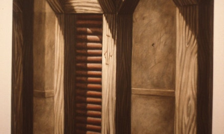 Kim Donaldson, Gipps Street, Collingwood, 1986, oil stick on linen, two panels, 198x99cm & 149x149cm. Photo courtesy of Gertrude Archive.