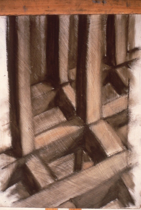 Kim Donaldson, working painting, 1985-86, oil stick on board. Photo courtesy of Gertrude Archive.