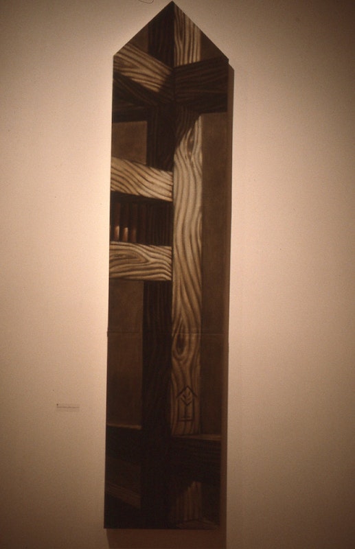 Kim Donaldson, See You! Alphington, 1986, oil stick on linen, 82x27cm. Photo courtesy of Gertrude Archive.