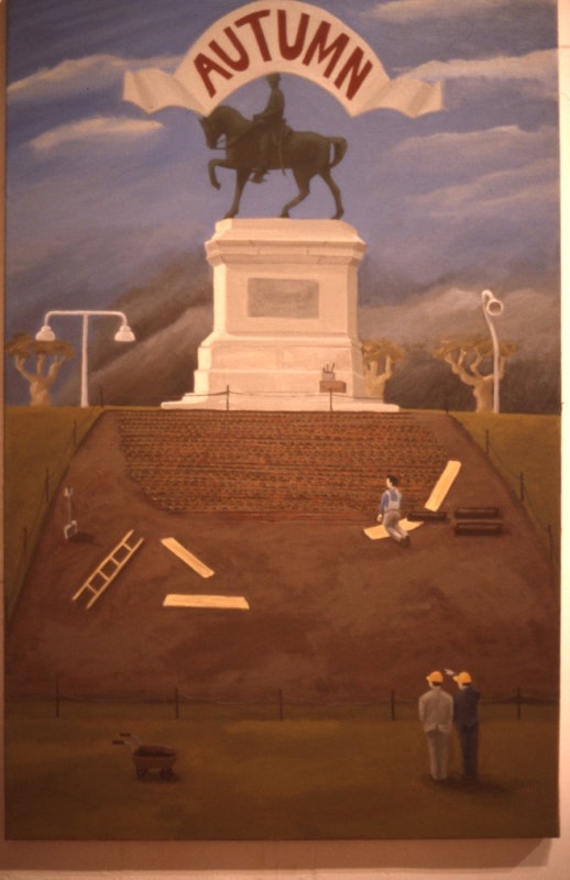 Roisin O'Dwyer, The Four Seasons (Autumn), 1985-86, oil on linen, 26x40cm. Photo Courtesy of Gertrude Archive.