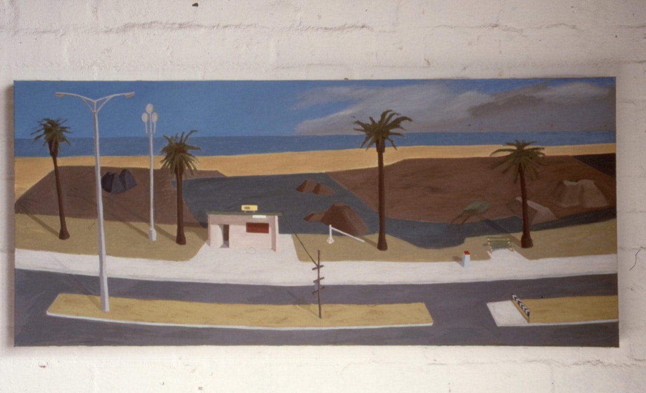 Roisin O'Dwyer, St. Kilda Beach, 1984, oil on linen, 54x24cm. Photo courtesy of Gertrude Archive.