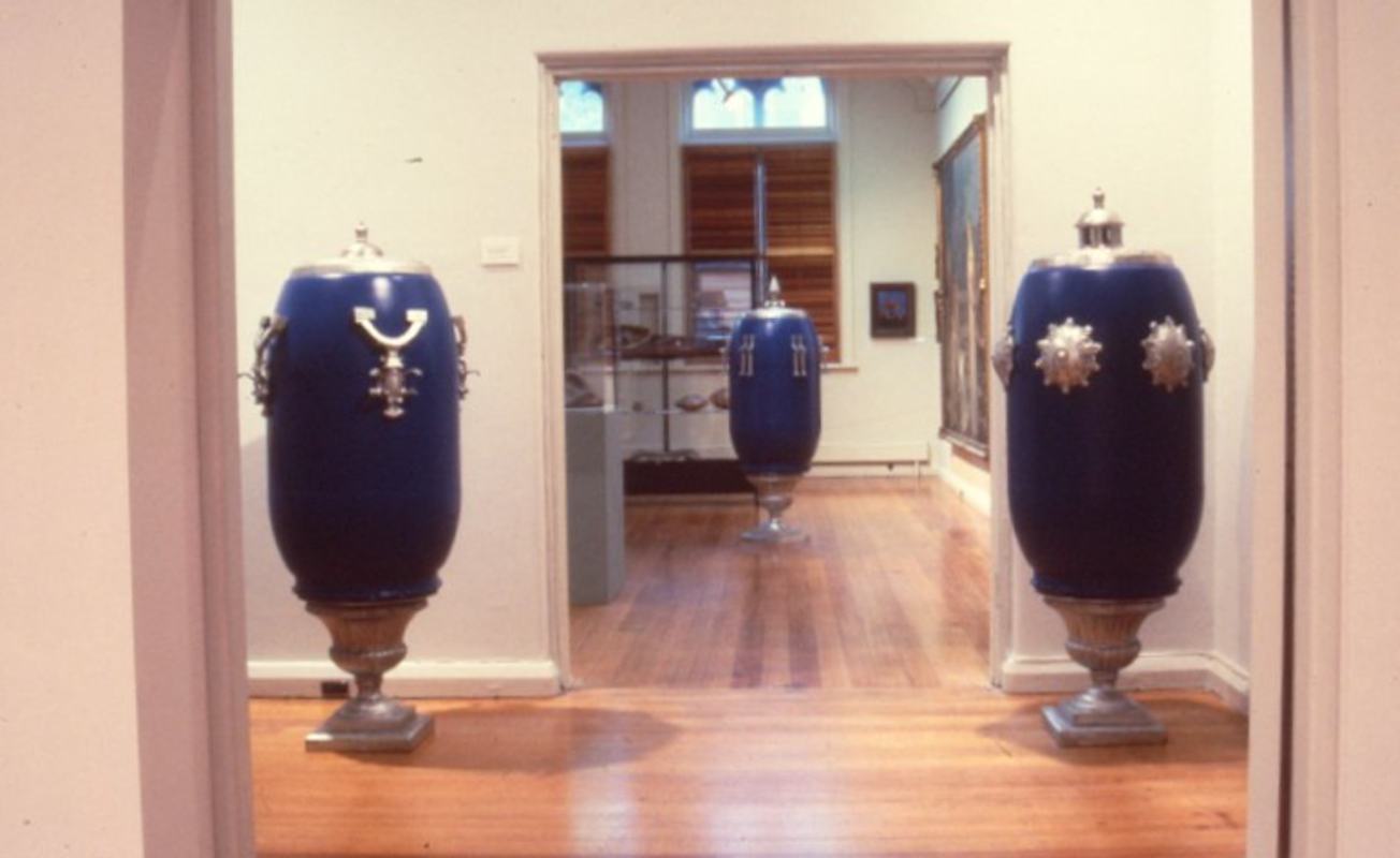 Installation View, David Burns, Fascia/Surface Structures. 200 Gertrude Street, Naarm Melbourn, 1990. Copyright and courtesy the artist. Photo courtesy Gertrude Archive