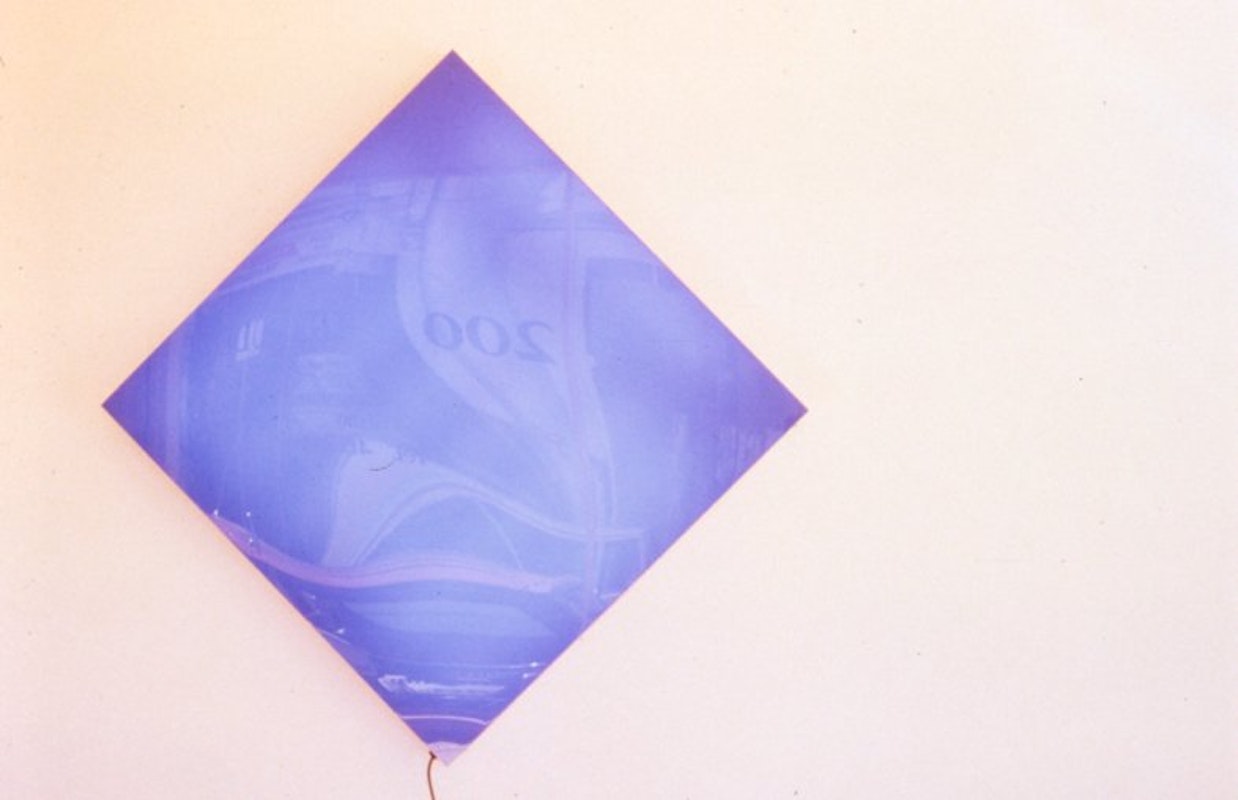 David Burns, Logo, perspex light box, 1988-1990. Courtesy and copyright the artist. Image courtesy Gertrude Archive