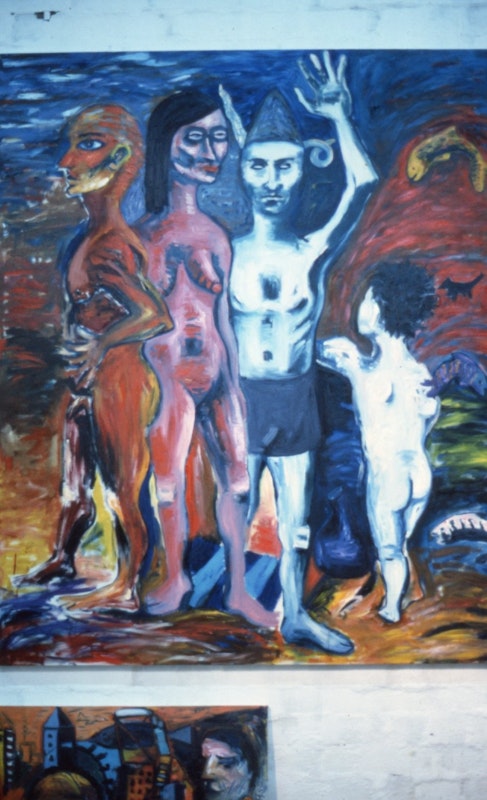 Peter Walsh, Figures on the Beach, 1986, oil on canvas, 182x152cm. Photo Courtesy of Gertrude Archives.