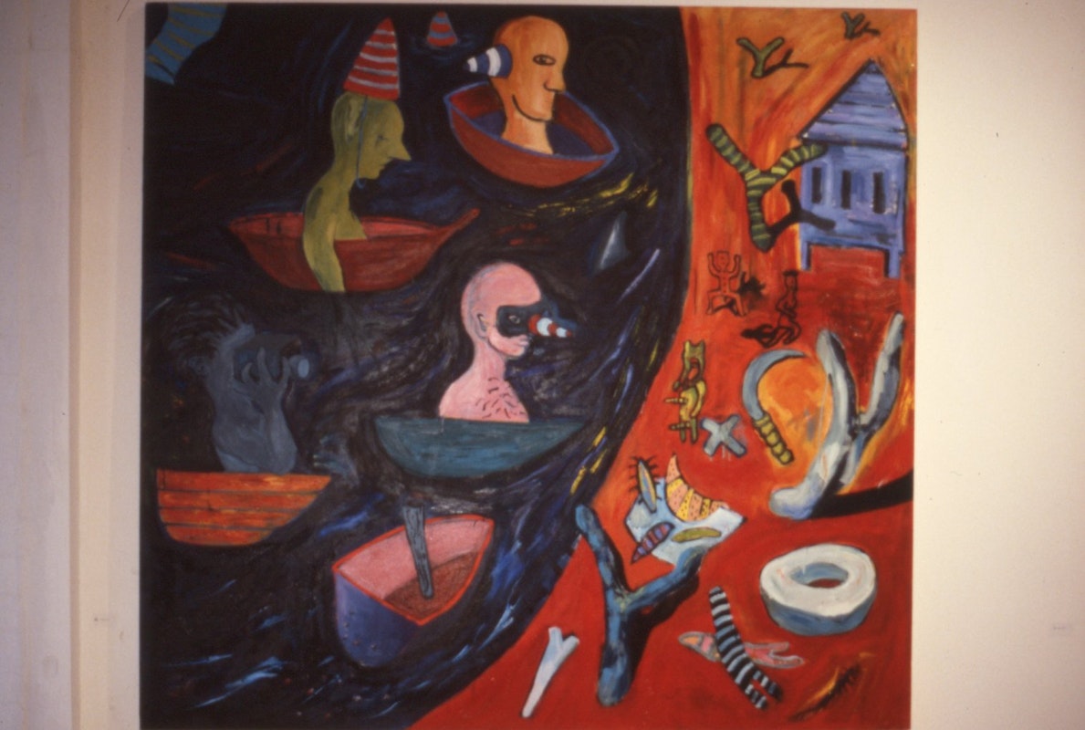 Peter Walsh, The Arrival, 1984, oil on canvas, 178x179cm. Photo Courtesy of Gertrude Archives.