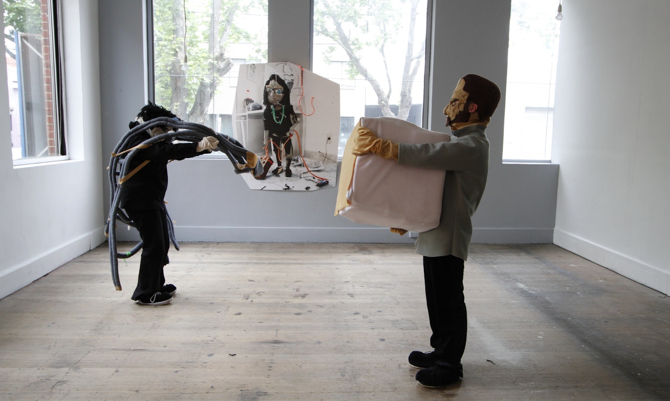Ardi Gunawan, luckily there’s no inside (brick muppet filth face anxiety ladder. emotion traffic reenactment Jakarta body), 2011, four day performance and unplanned documentation by Mimmo Cozzolino, image courtesy and © the artist