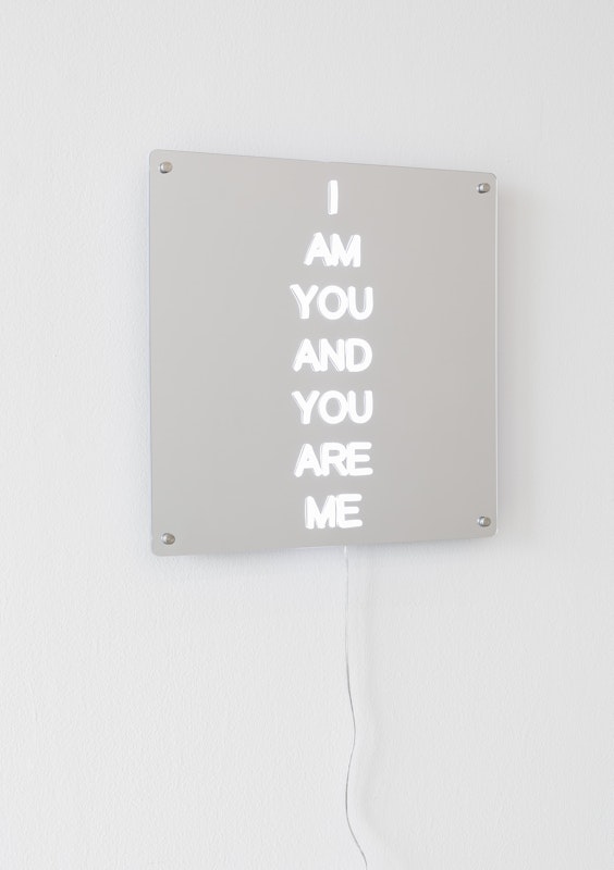 Chunxiao Qu, I AM YOU AND YOU ARE ME, LED neon with transparent acrylic frames, 45 x 45 cm, courtesy of the artist and FUTURES, Naarm Melbourne, installation view, Gertrude Glasshouse, Naarm Melbourne, 2025, photography: Christian Capurro