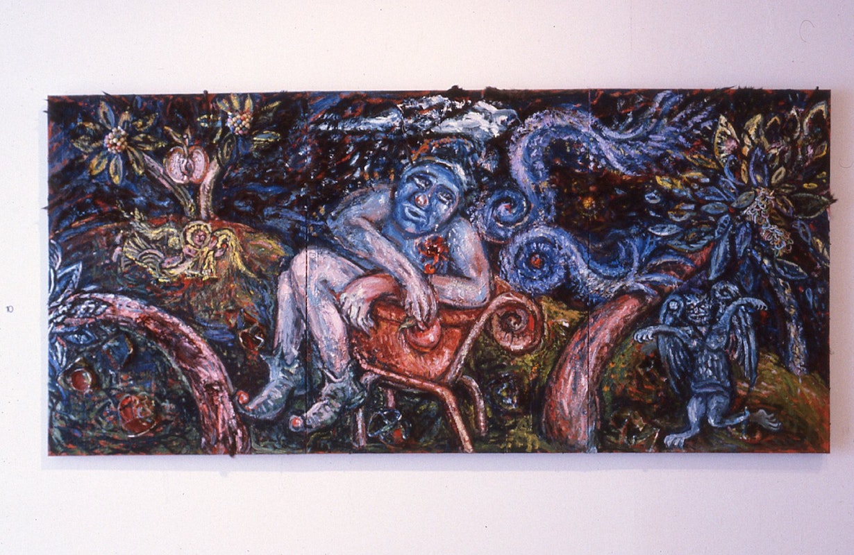 Merrin Eirth, Weight of Uncertainty, 1985-86, mixed media. 90x198cm. Photo Courtesy of Gertrude Archive.