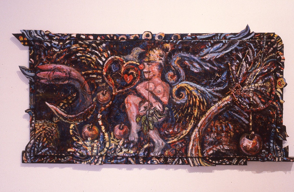 Merrin Eirth, Birds of Paradise, 1985-86, mixed media, 145x70cm. Photo Courtesy of Gertrude Archive.